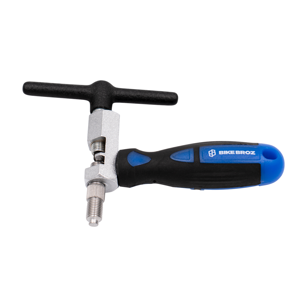 Kettennietendrücker für Fahrradketten mit Blu schwarzen Griff.