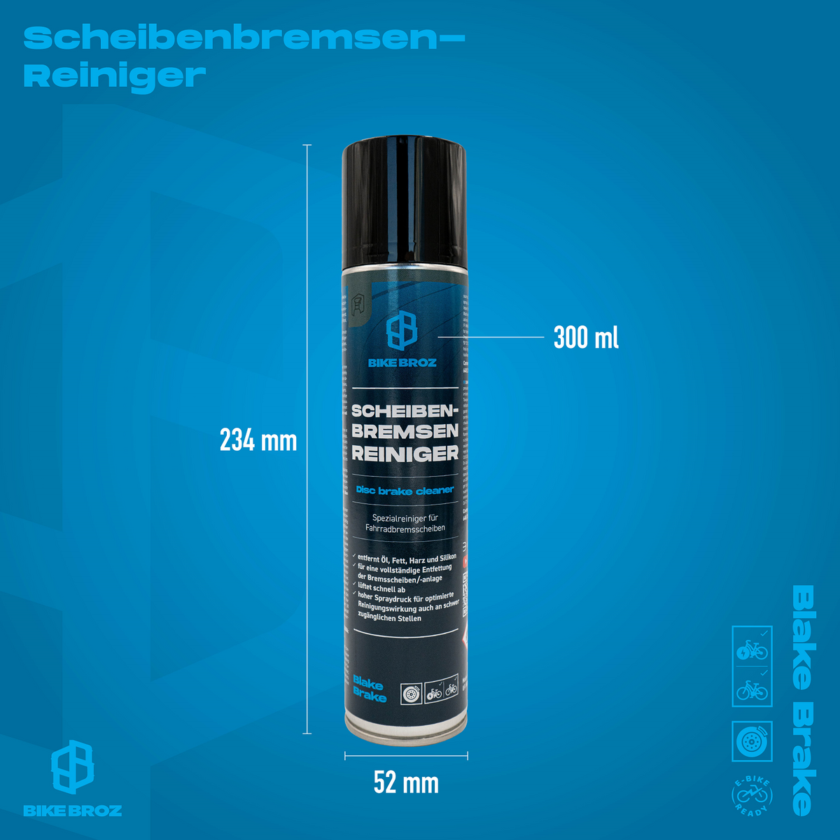 Dimensionen und Eigenschaften von Scheibenbremsenreiniger.