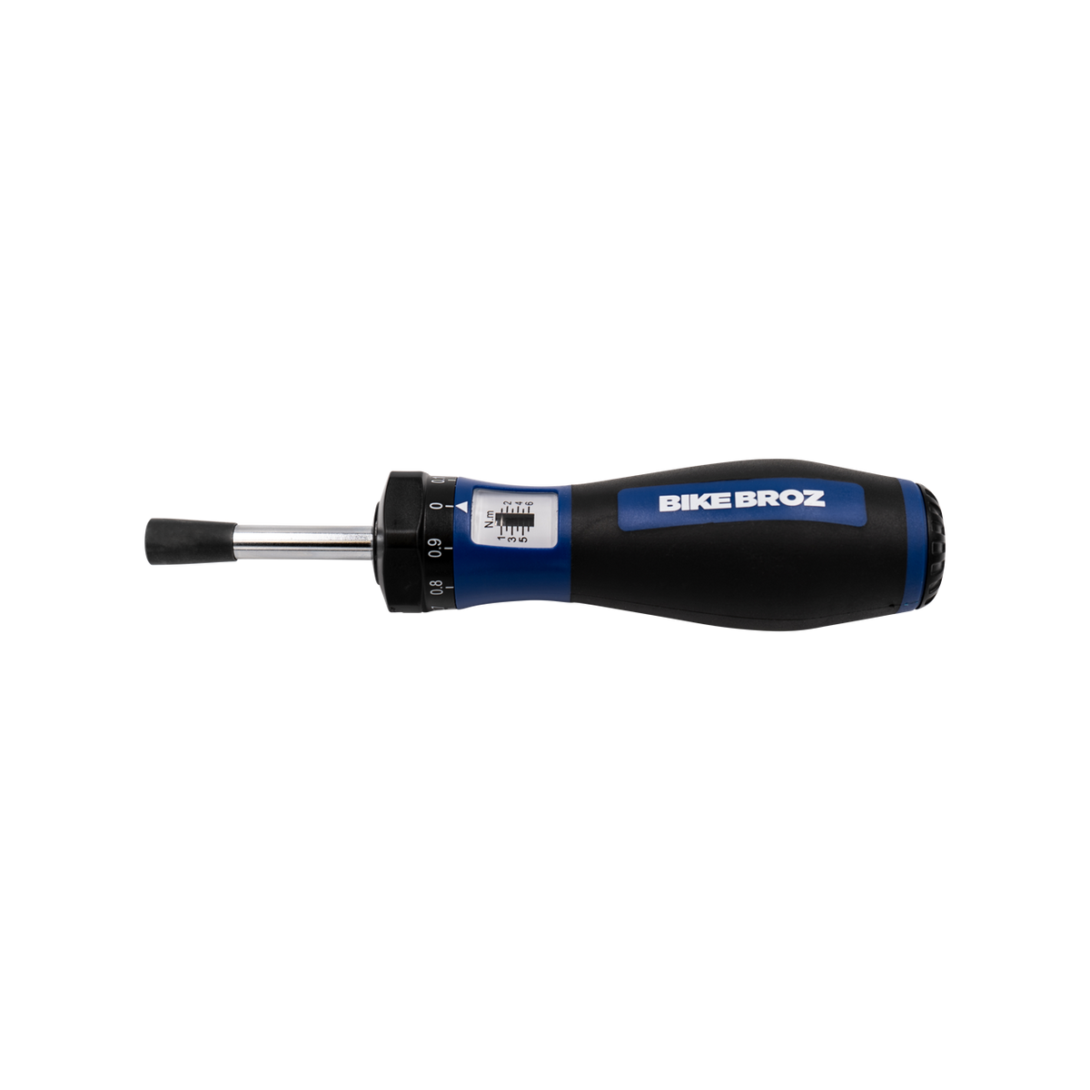 Drehmomentschraubendreher mit schwarz blauen Griff.