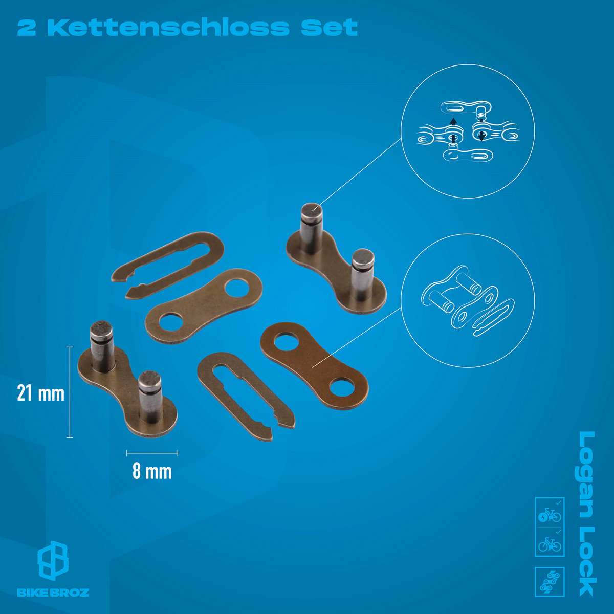 Masse und Eigenschaften von Kettenverschlussgliedern 12x18