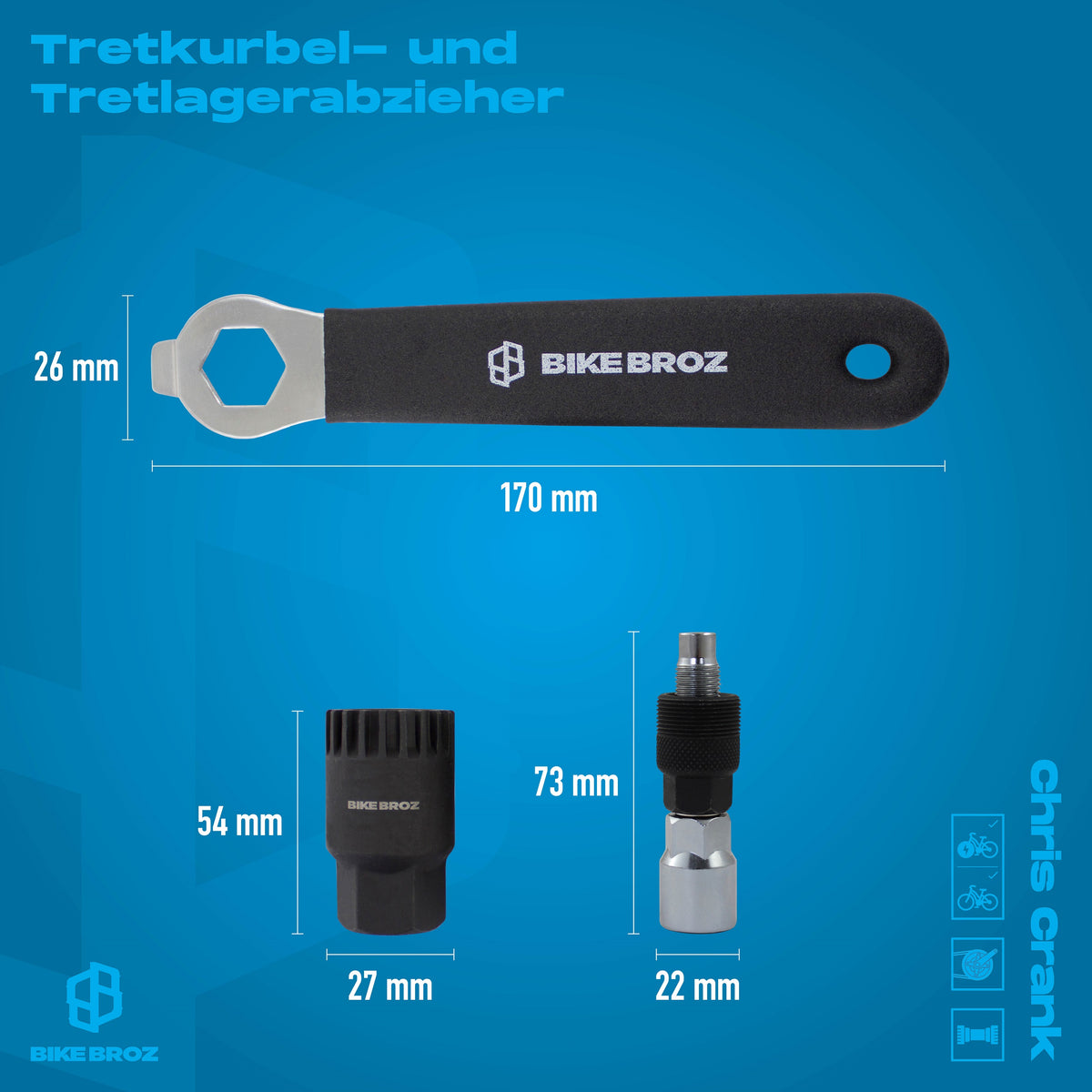 Masse und Eigenschaften von Kurbelelextractor 3-Teilig.