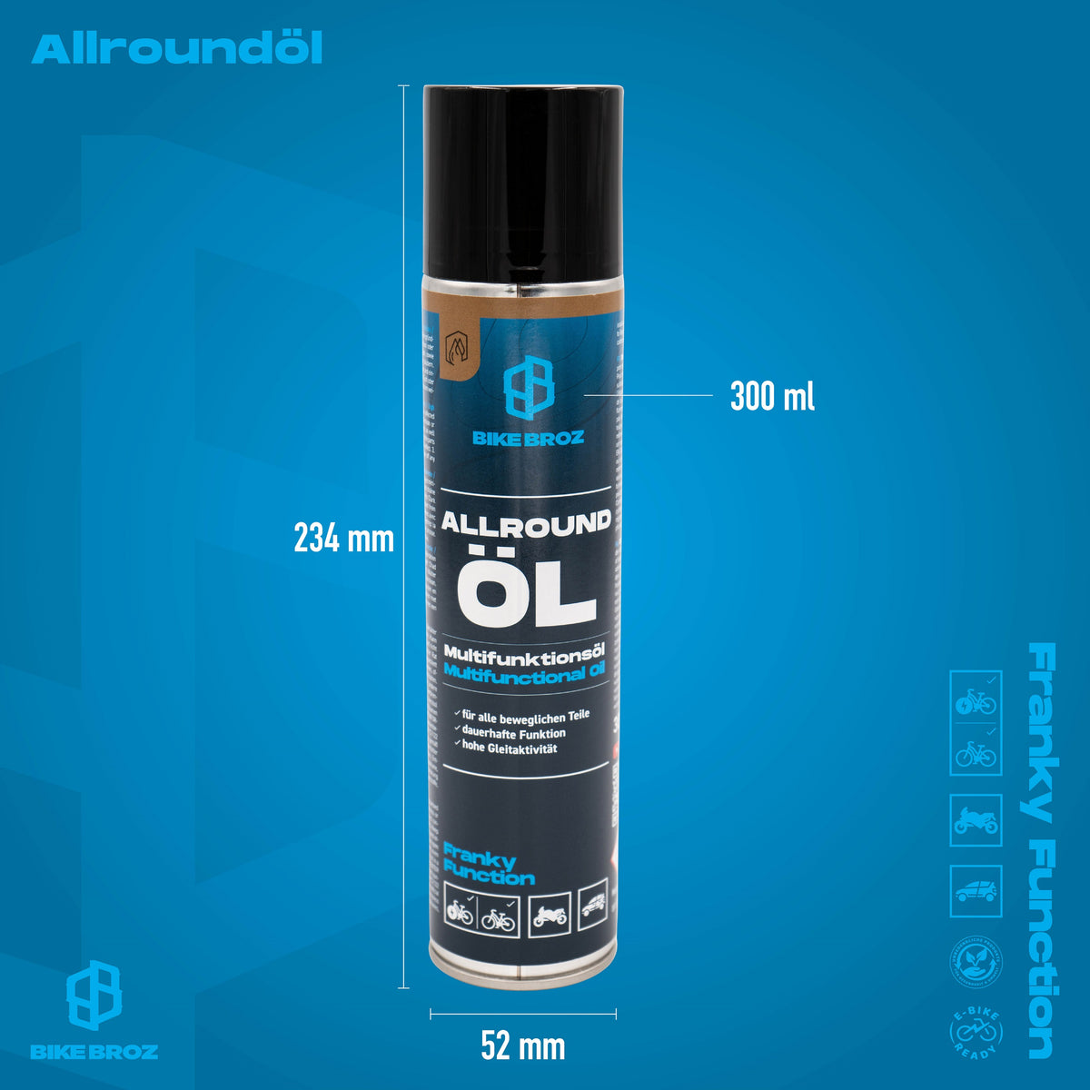Masse uns Eigenschaften vom Multifkuntionsöl von BikeBroz.
