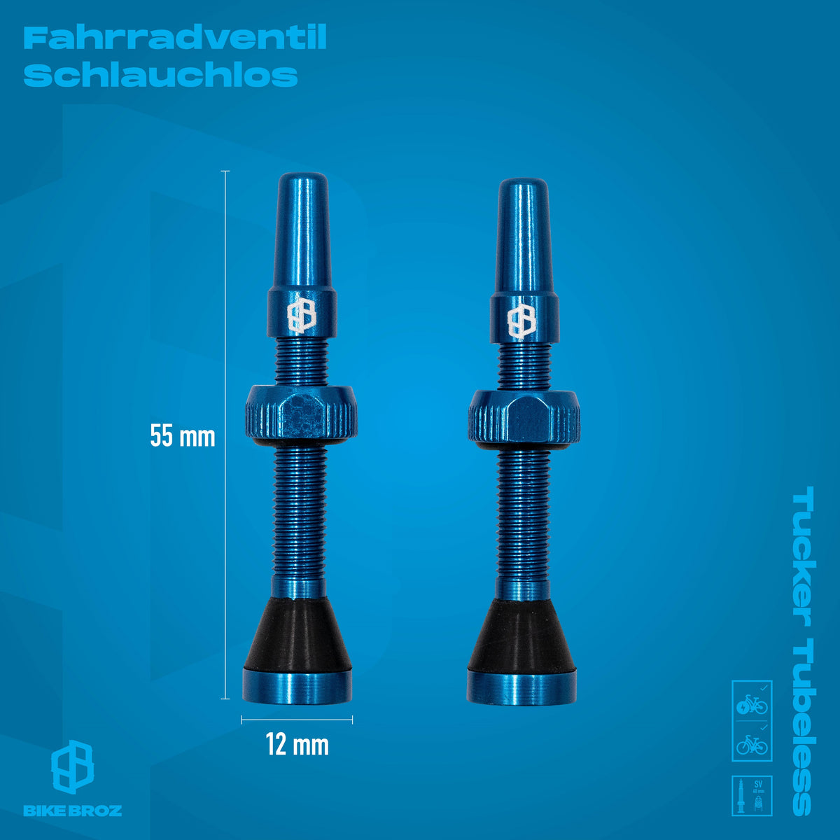 Masse und Eigenschaften von Ersatzventilen von BikeBroz.