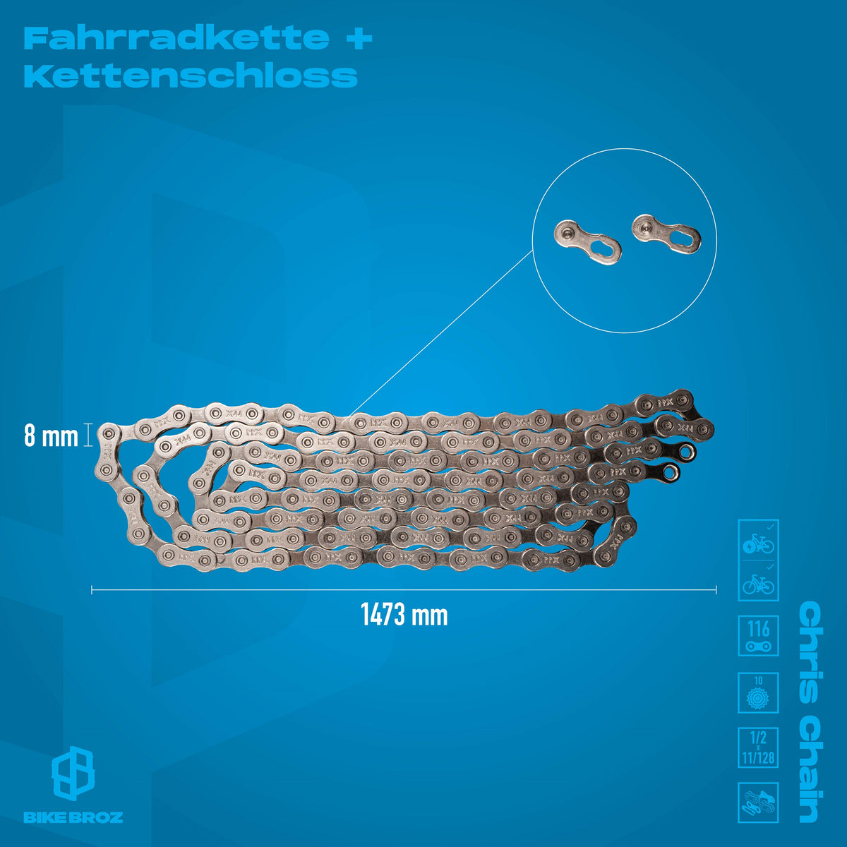 Masse von Fahrradkette von 10-fach-Kette.