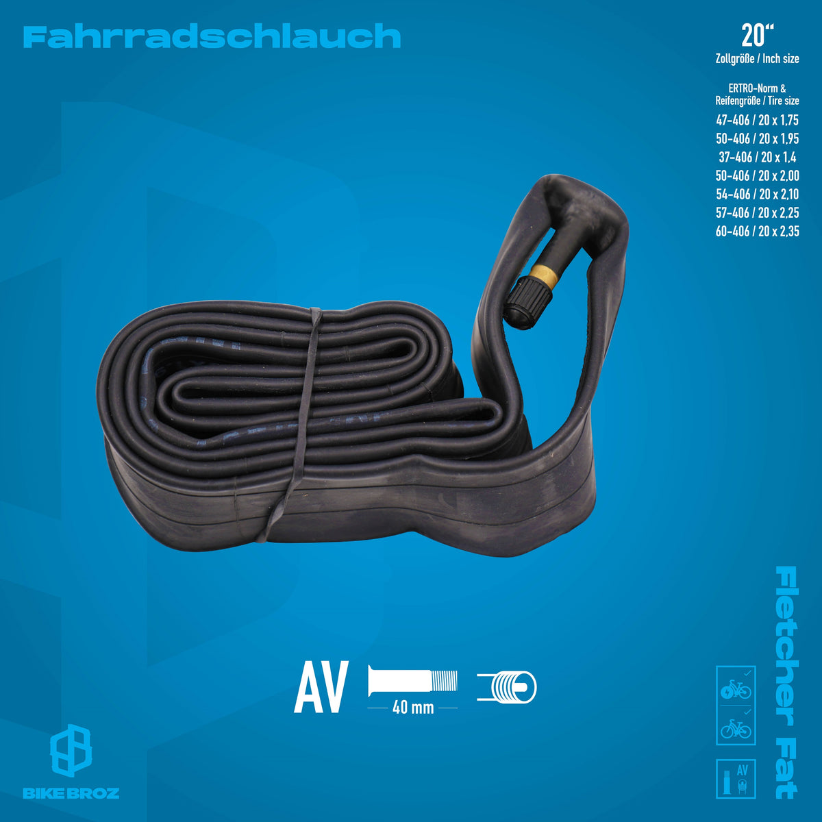Masse und Eigenschaften von Fahrradschlauch von BikeBroz.