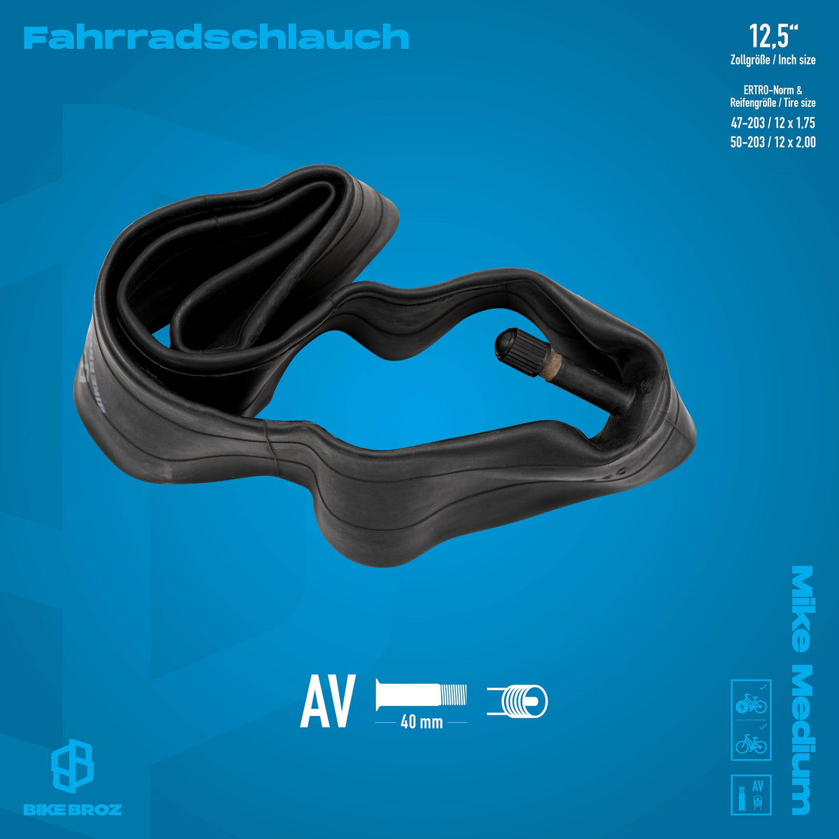 Masse und Eigenschaften von Fahrradschlauch AV