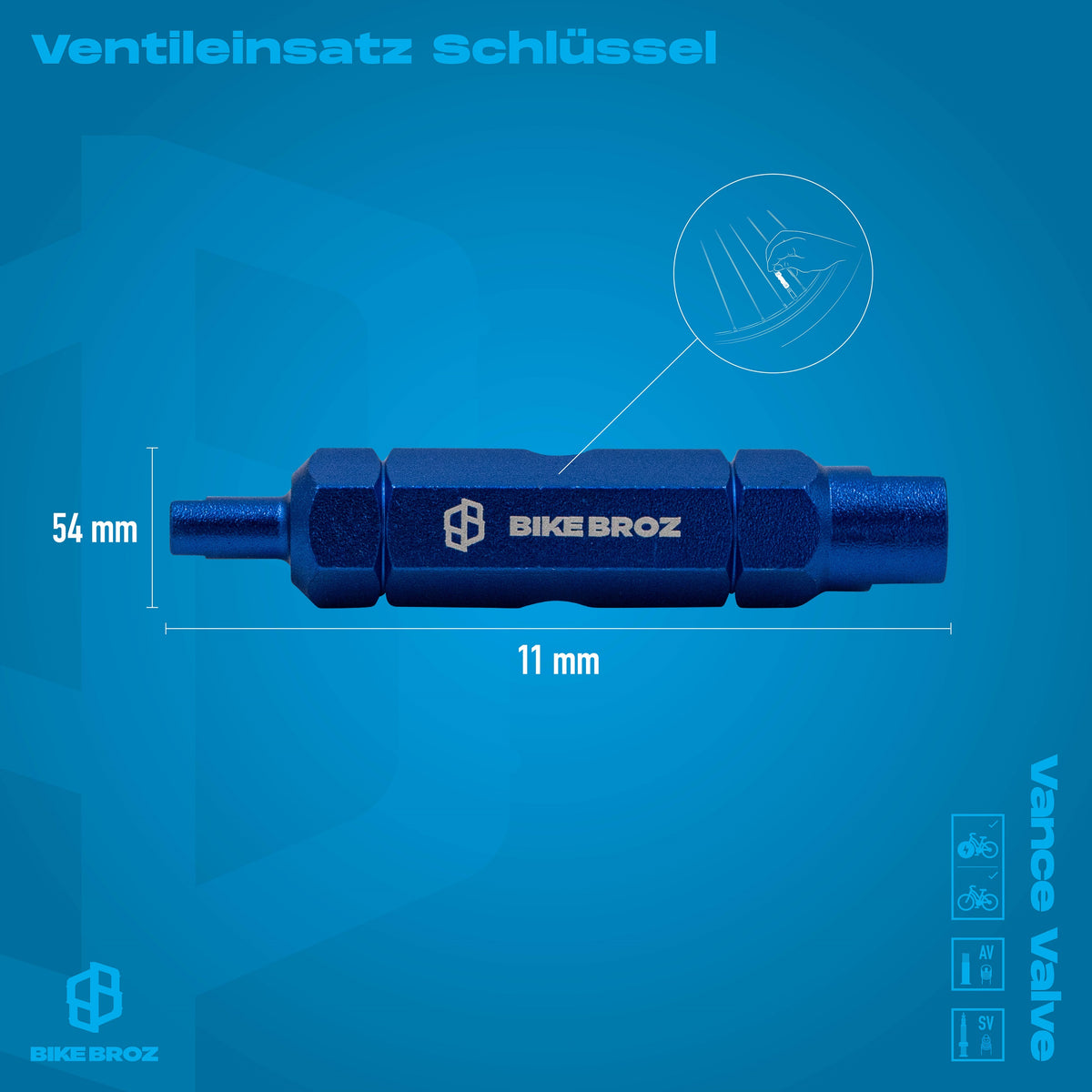 Masse und Eigenschaften von Ventileinsatz Schlüssel von BikeBroz.