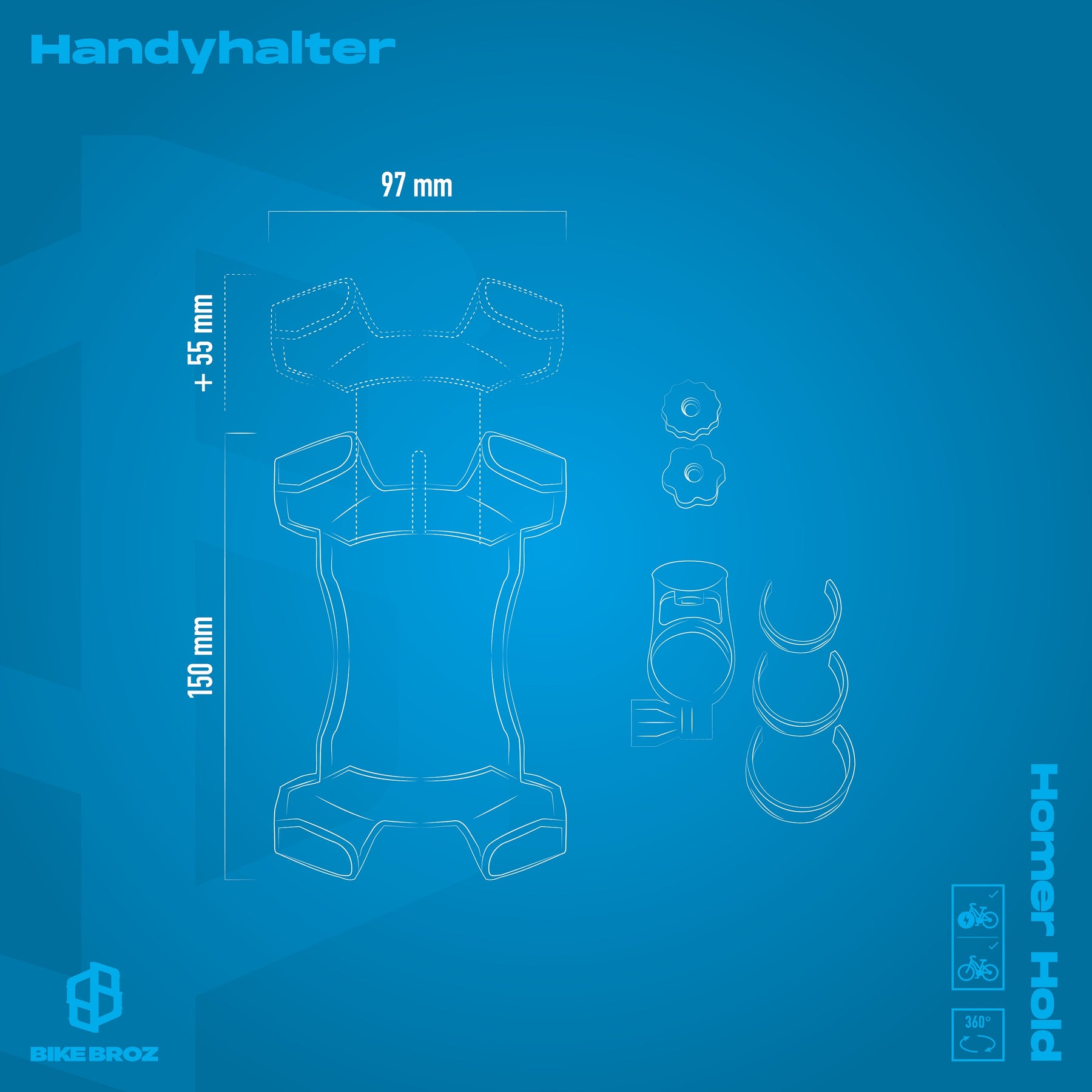 Illustration von Handyhalter für Fahrräder von BikeBroz.