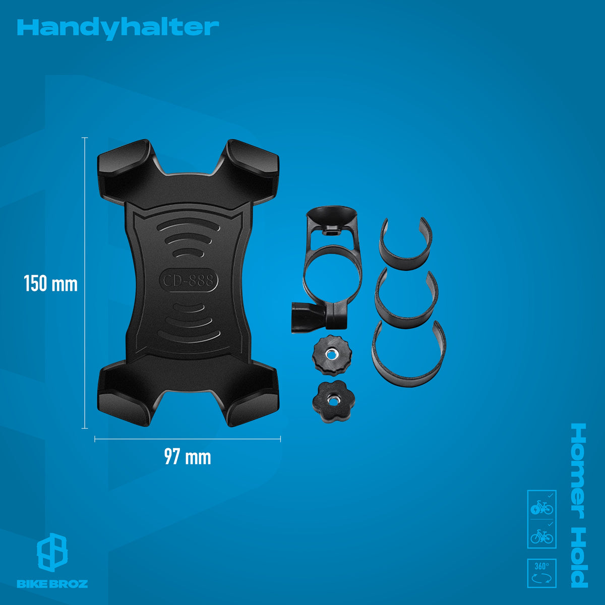 Masse von Handyhalter von BikeBroz.