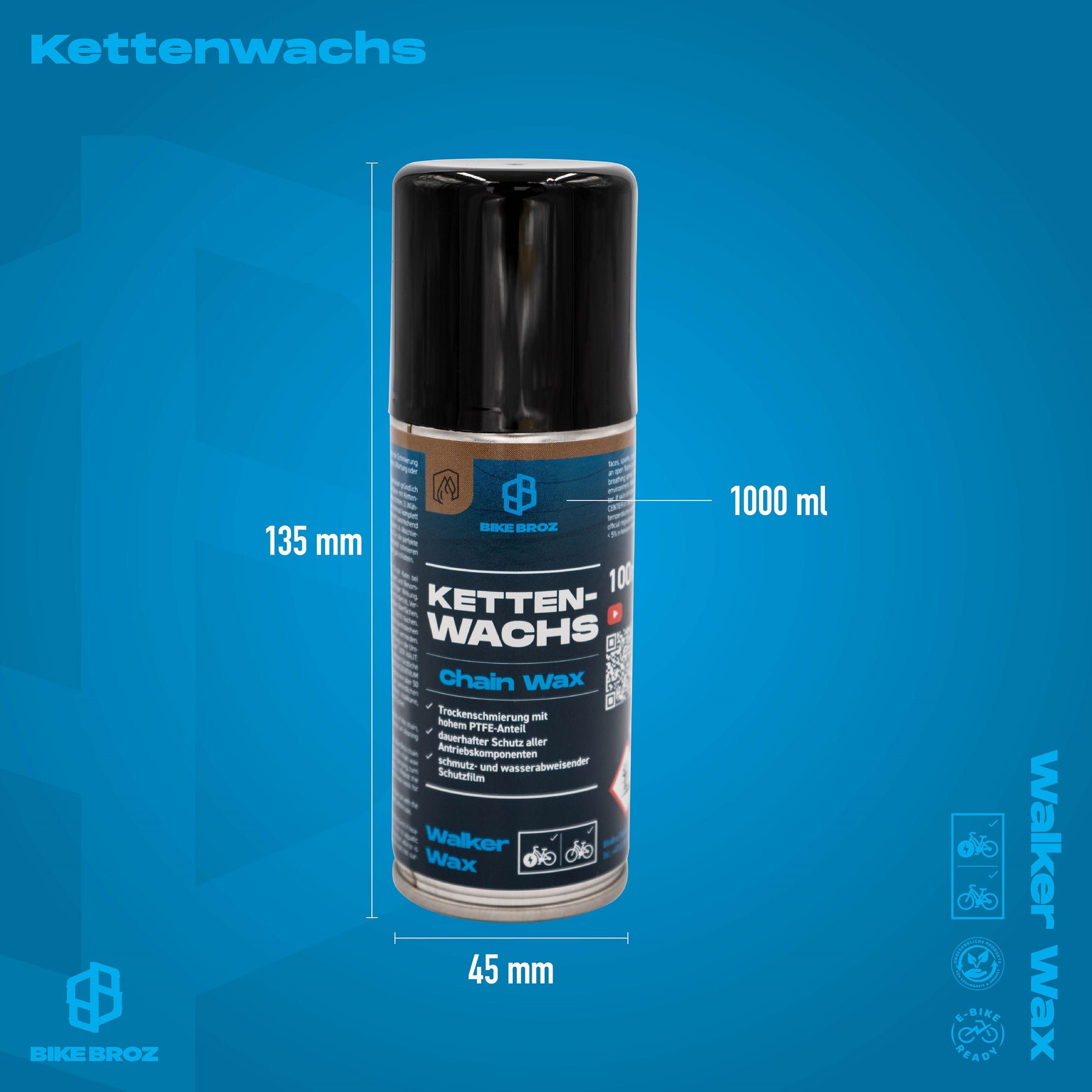Masse und Eigenschaften von Kettenwachs 100ml.
