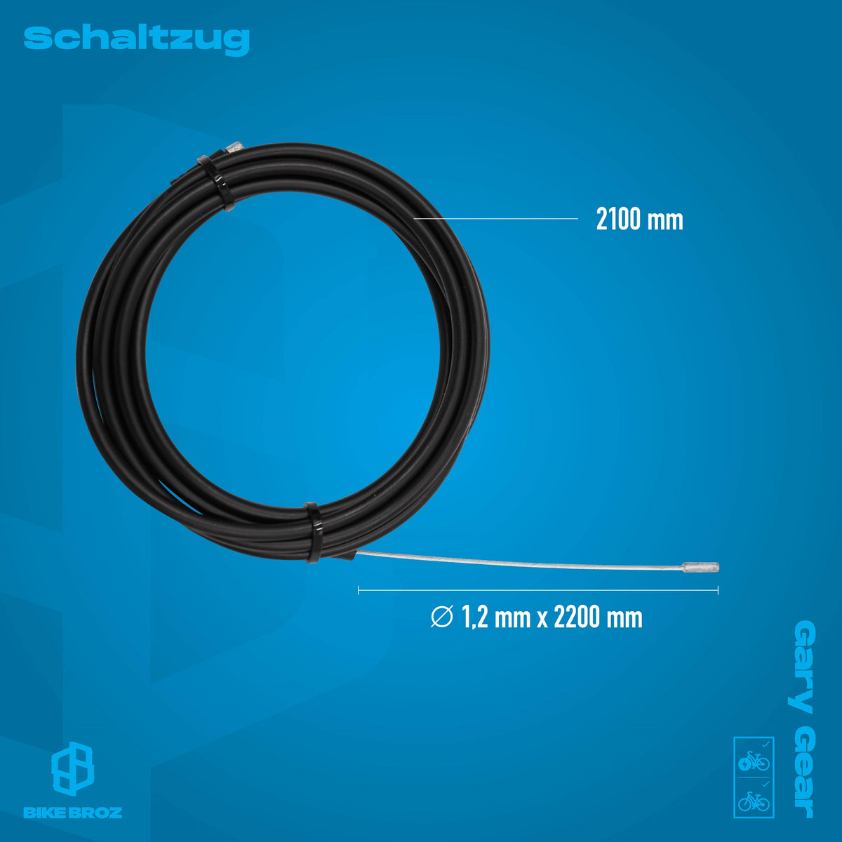 Masse und Eigenschaften von Schaltzug für Hinterrad mit Doppelnippel.