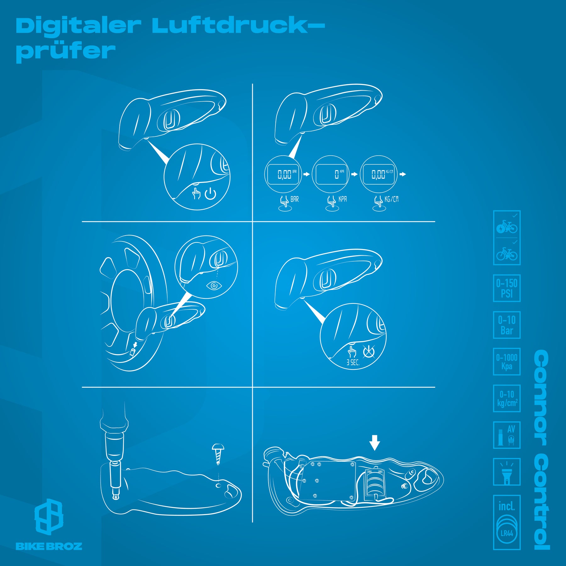 Digitaler Luftdruckprüfer "Connor Control"