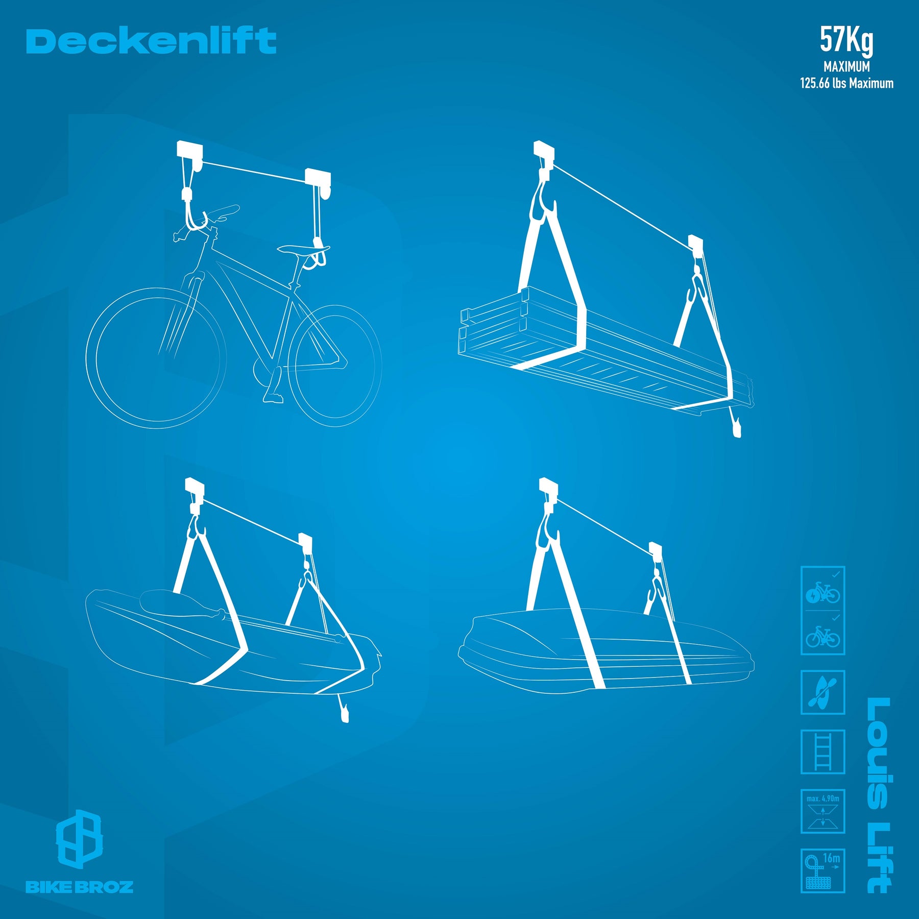 fahrrad deckenlift für e bike Fahrrad-Deckenhalter "Louis Deckenlift"