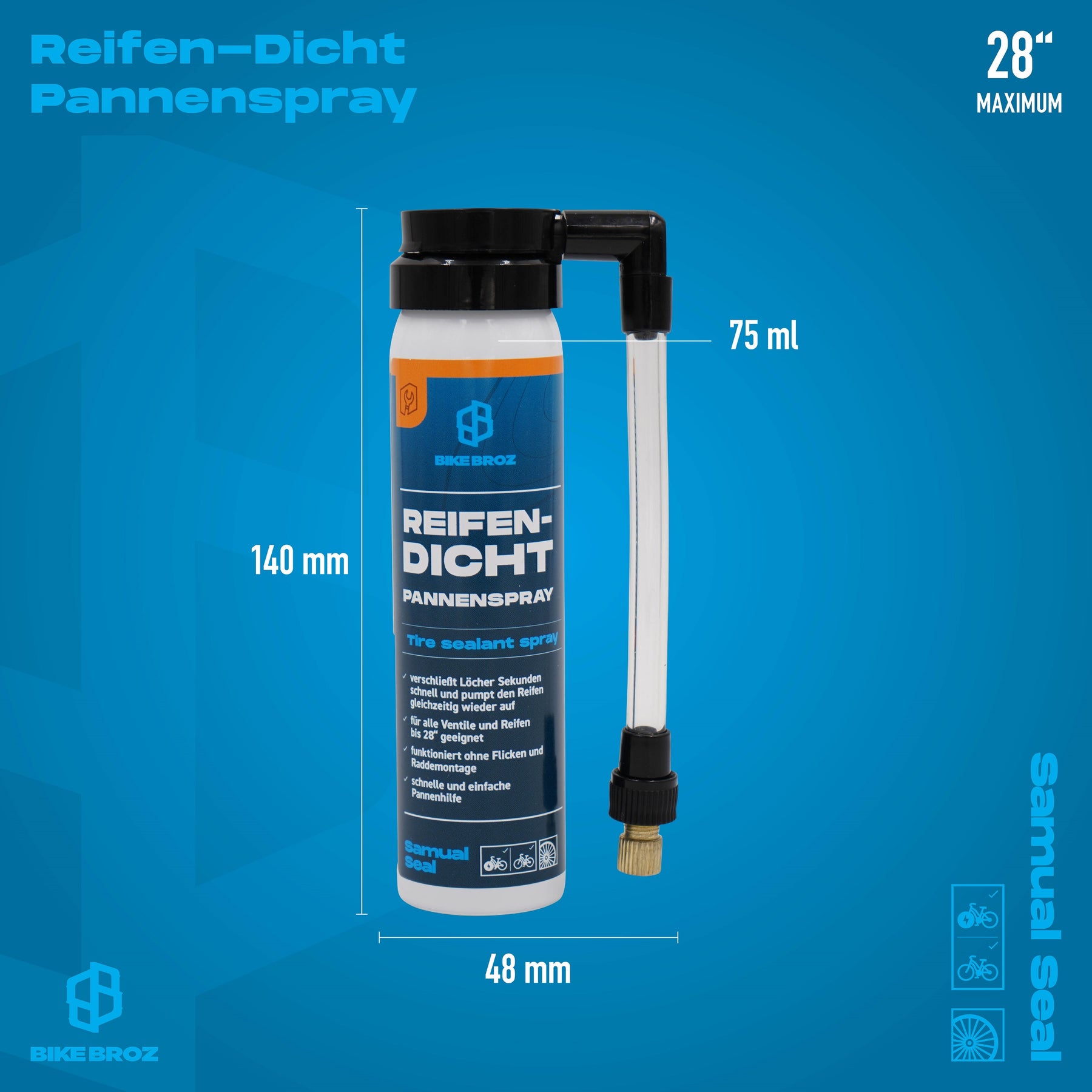 fahrrad reparatur spray Fahrrad-Reifendicht Pannenspray "Samual Seal"