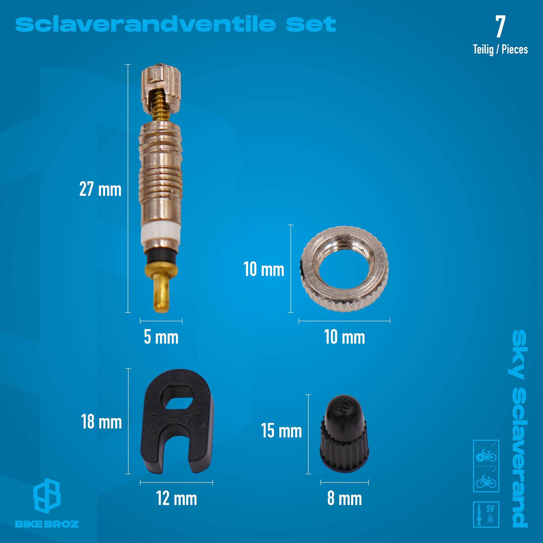 mountainbike ventil Fahrrad-Ventil-Zubehör-Set für Sclaverand-Ventile "Sky Sclaverand"